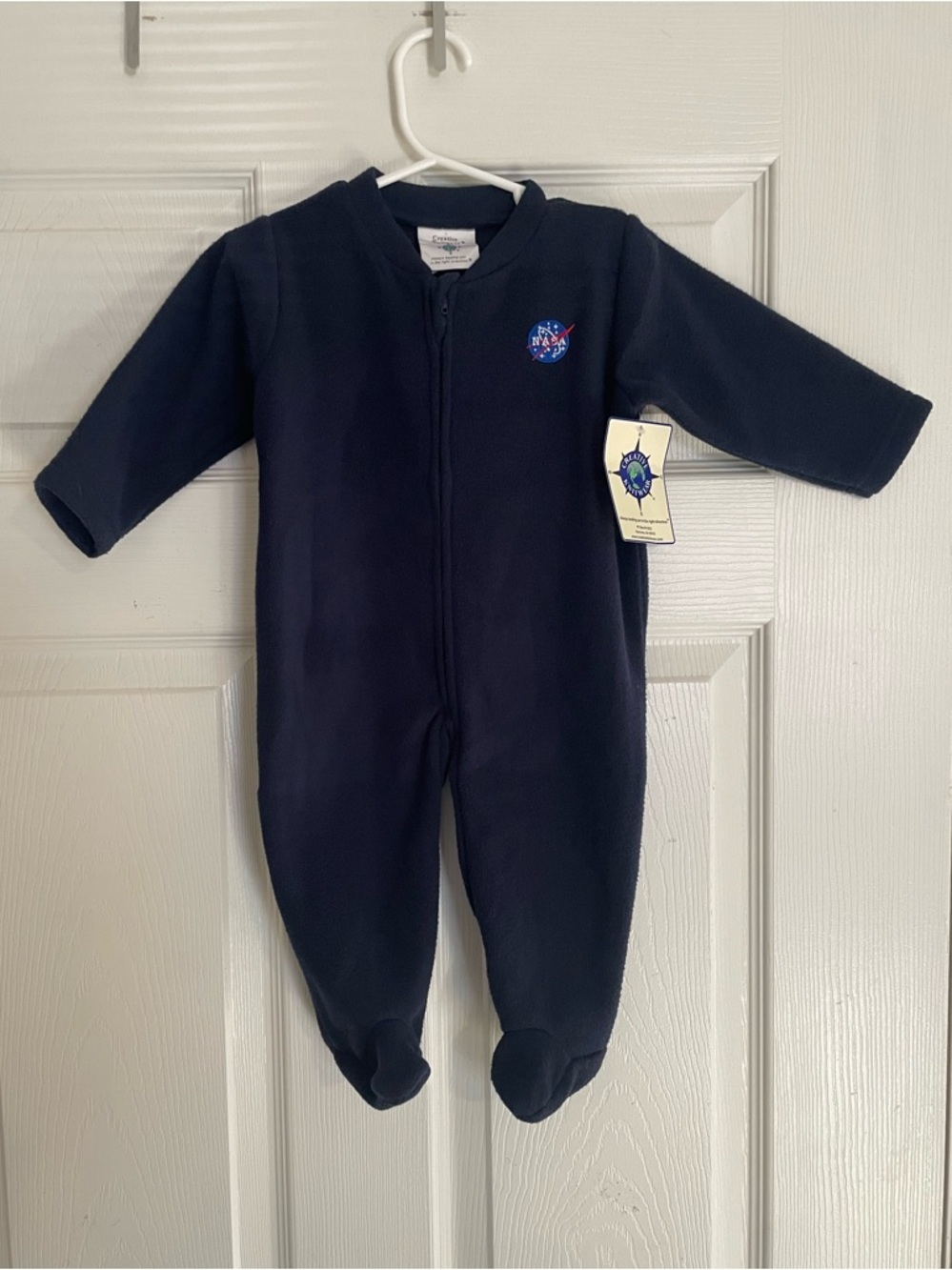 NWT Embroidered NASA Baby One-Piece Fleece Footed Sleeper 6-9 Months